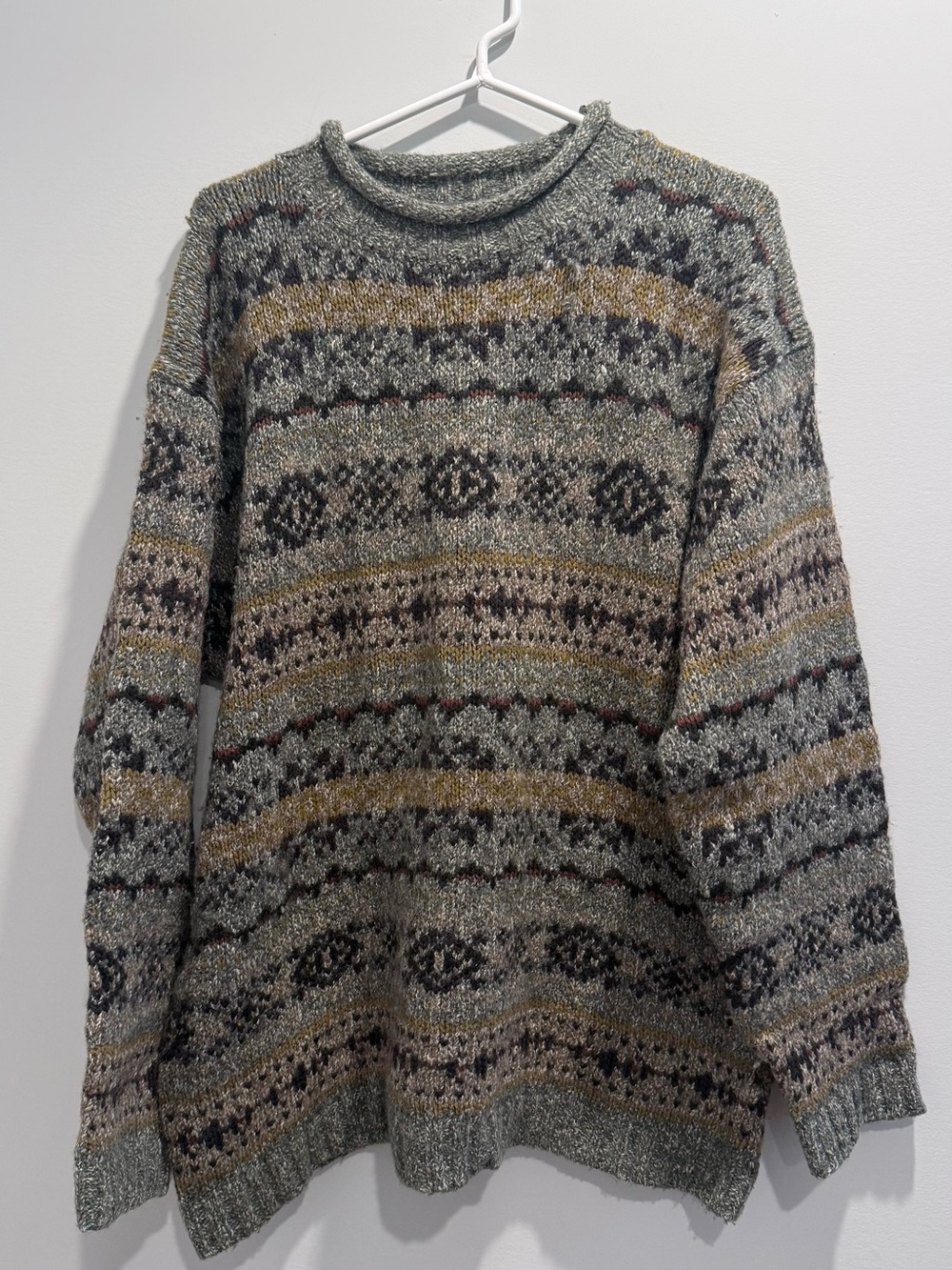 Vintage Le Collezioni Structure Men’s L Wool Blend Knit Sweater Multicolor Gray